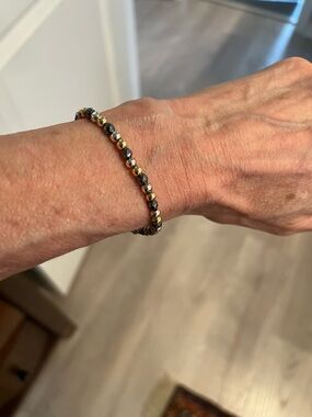 Gold and Hematite Beaded Stretch Bracelet